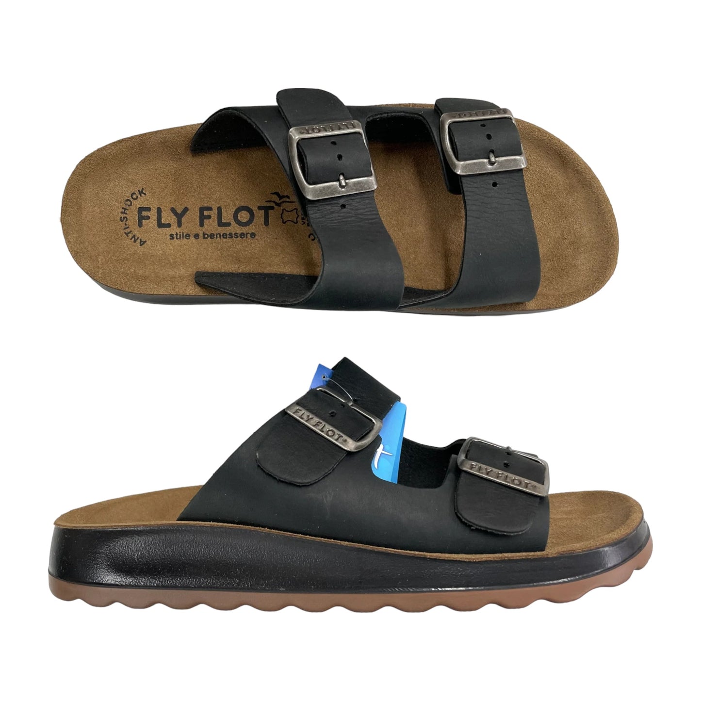 .FLY FLOT Mens Sandal NERO 2 BUCKLE BLACK (78171) -C2 - F
