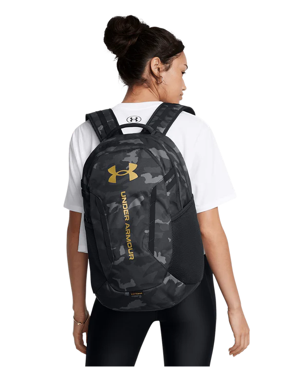 .Under Armour Hustle 6.0 BackPack - Black/Black/Metallic Gold - (1384672-005) - C25