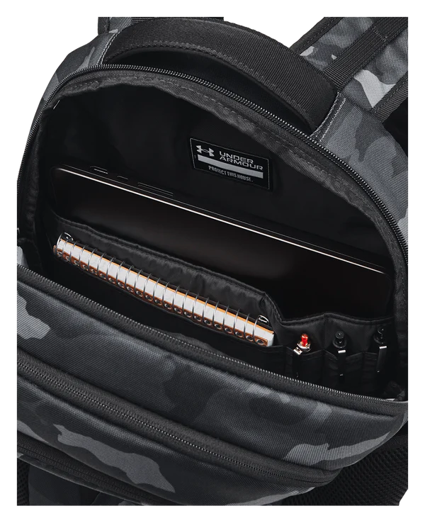 .Under Armour Hustle 6.0 BackPack - Black/Black/Metallic Gold - (1384672-005) - C25