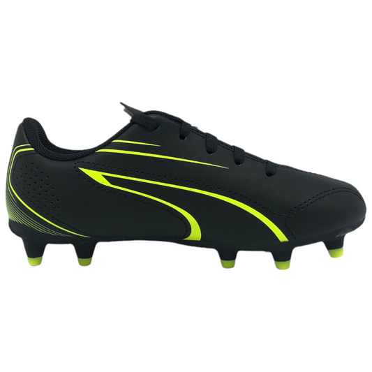 - PUMA VITORIA FG/AG Junior YOUTH Unisex Football Boots BLACK/ELECTRIC LIME (107486 03) - K55 - R2L17