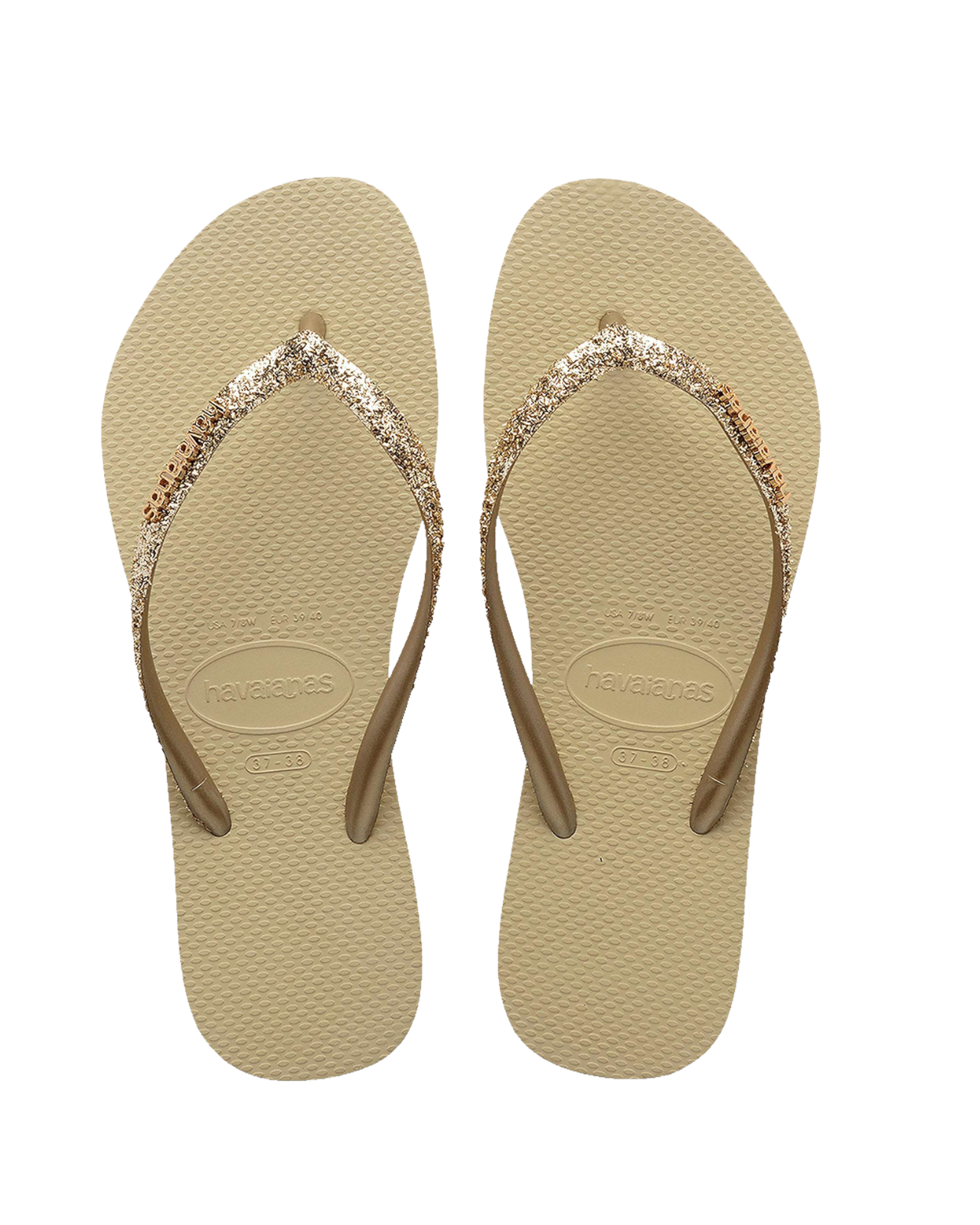 Havaianas Slim Metal Logo Glitter II Thongs Sand Grey 0154