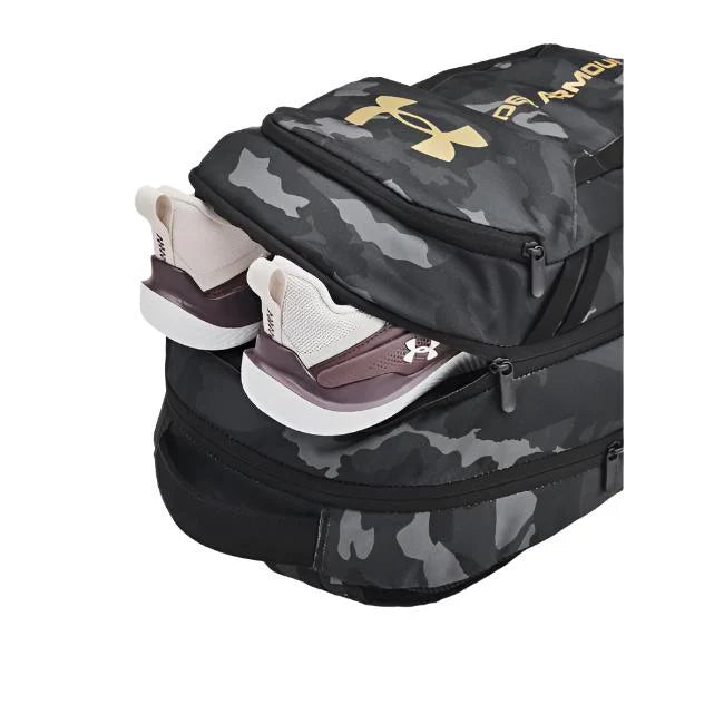 .Under Armour Hustle 6.0 BackPack - Camo/Black/Metallic Gold - (1384672 001) - C25