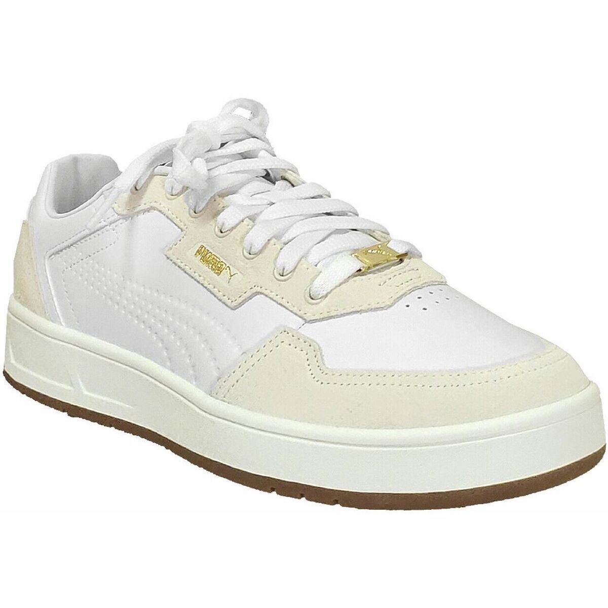 - PUMA MENS COURT CLASSIC LUX SD - WHITE-ALPINE SNOW-PUMA GOLD - (395087 01) - COT - R1L4