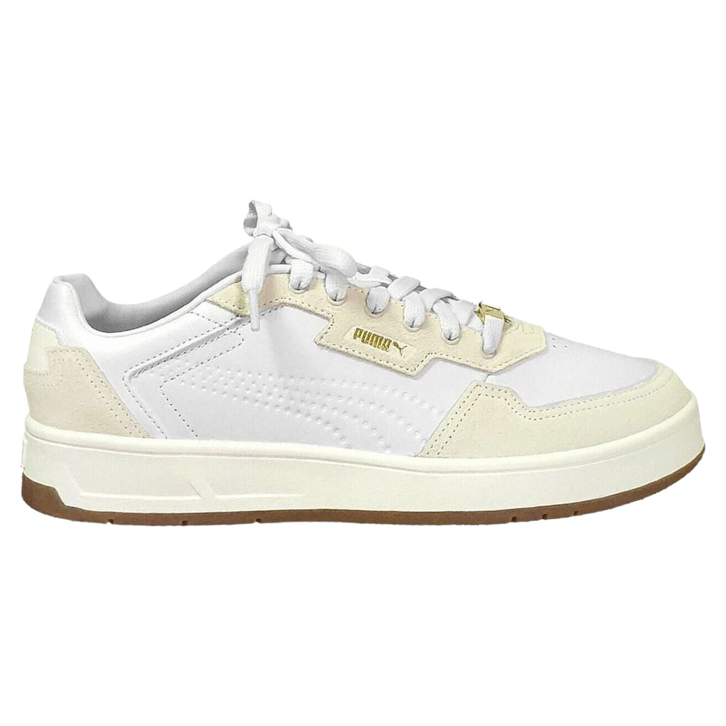 - PUMA MENS COURT CLASSIC LUX SD - WHITE-ALPINE SNOW-PUMA GOLD - (395087 01) - COT - R1L4