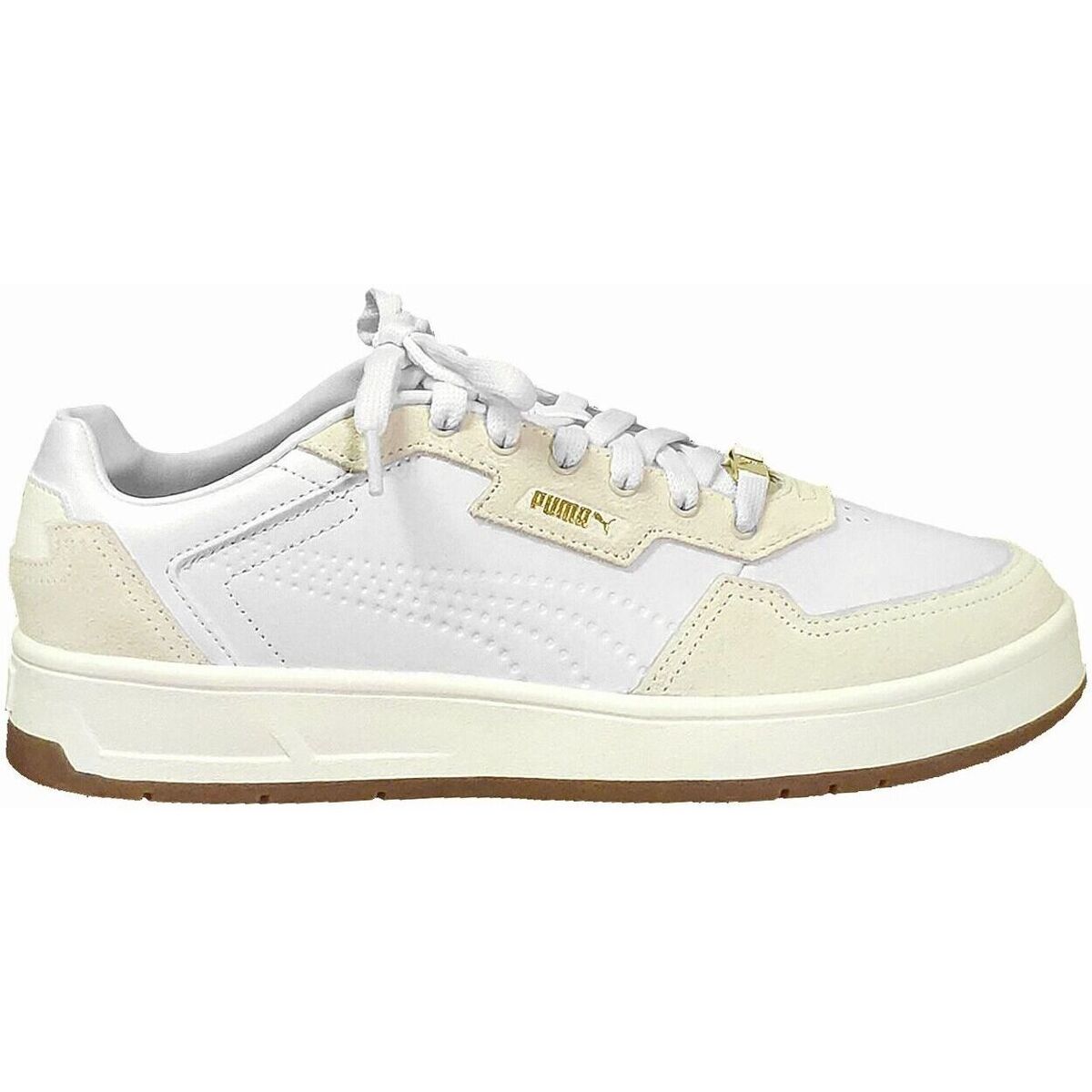 - PUMA MENS COURT CLASSIC LUX SD - WHITE-ALPINE SNOW-PUMA GOLD - (395087 01) - COT - R1L4