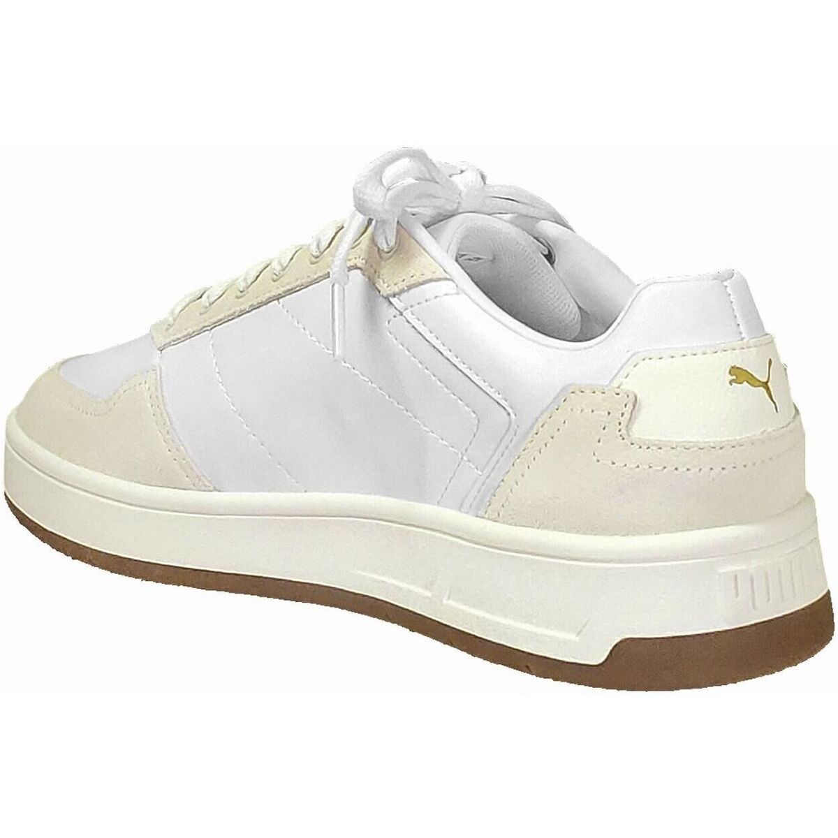 - PUMA MENS COURT CLASSIC LUX SD - WHITE-ALPINE SNOW-PUMA GOLD - (395087 01) - COT - R1L4