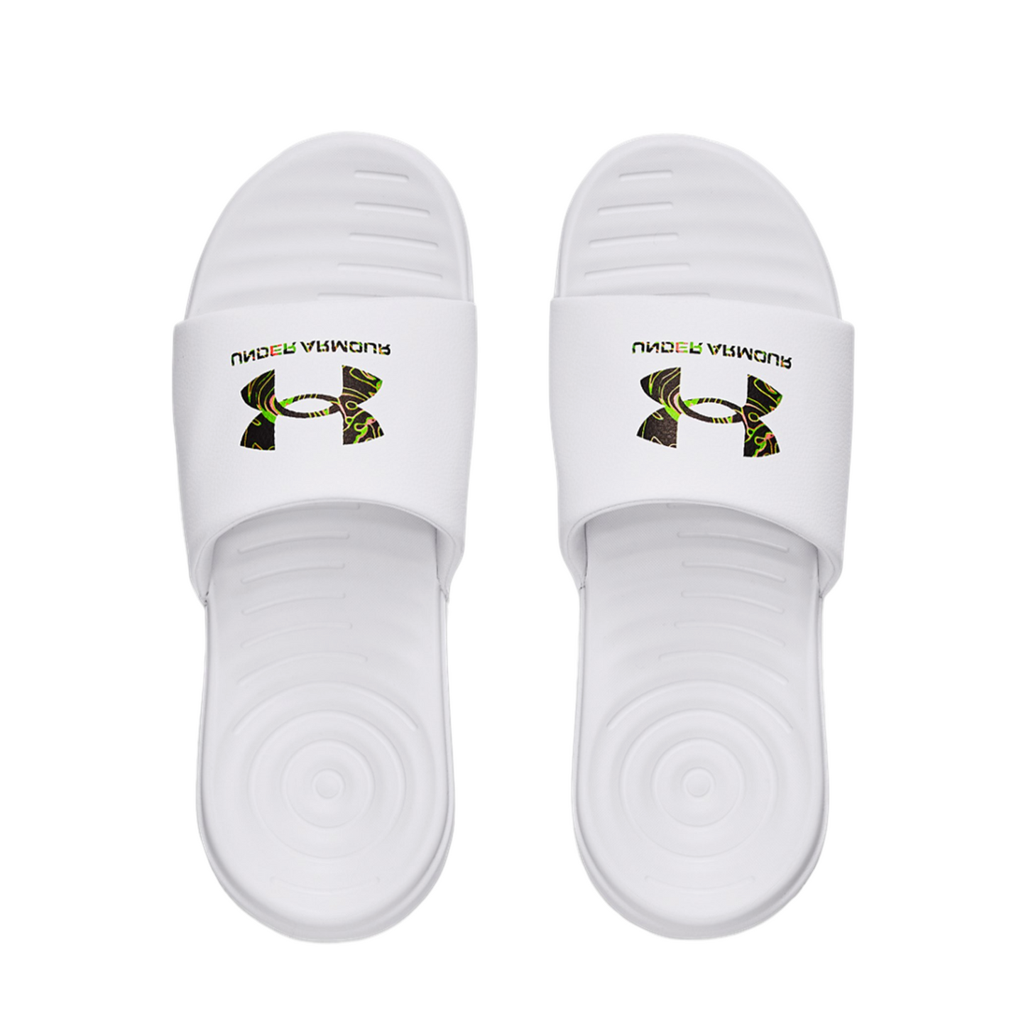 - Under Armour Men's Ansa Graphic Logo Slides White/Black/Coloured Camo - (3024435 106)