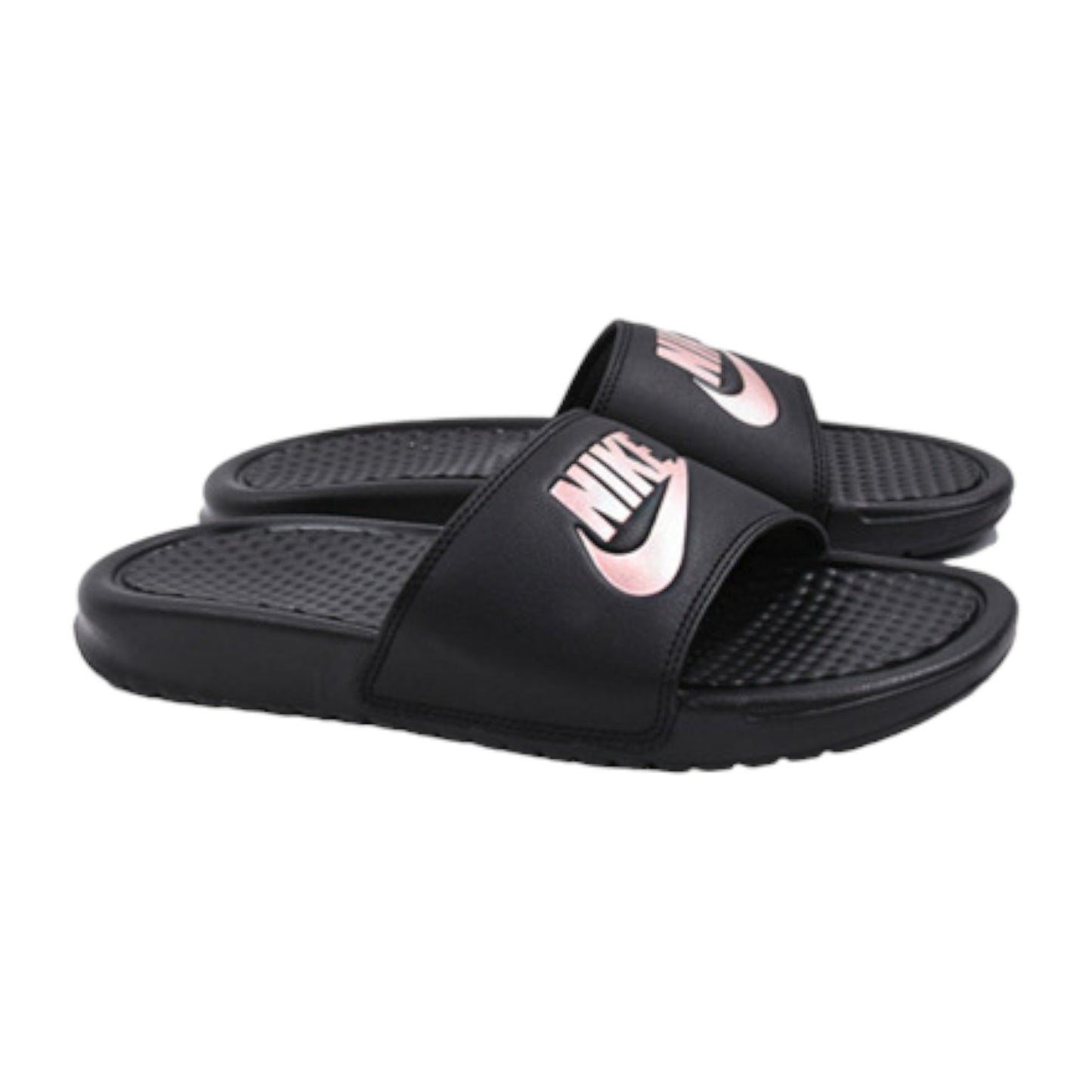 Nike Benassi JDI Womens Black/Rose Gold Scuffs (343881 007) - J1 - R2L16