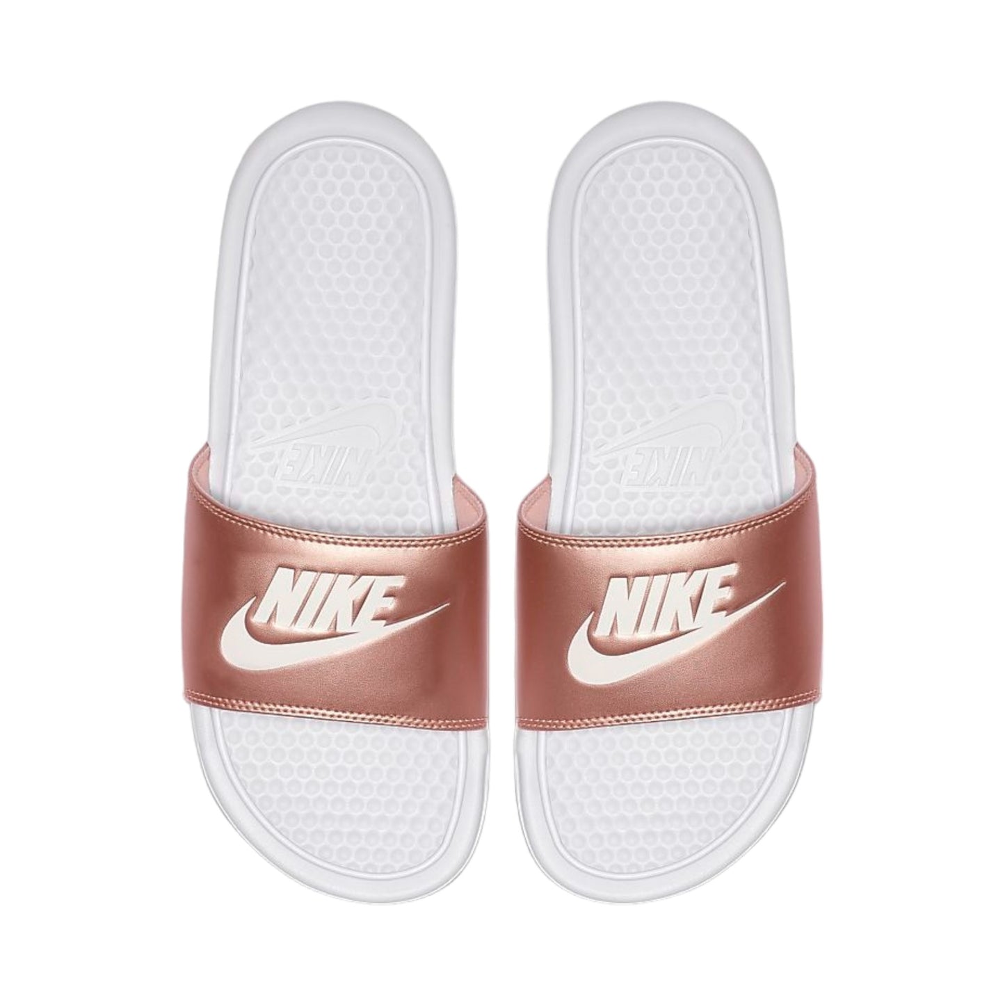Nike Benassi JDI Womens White/Rose Gold Scuffs (343881 108) - J3 - R2L16