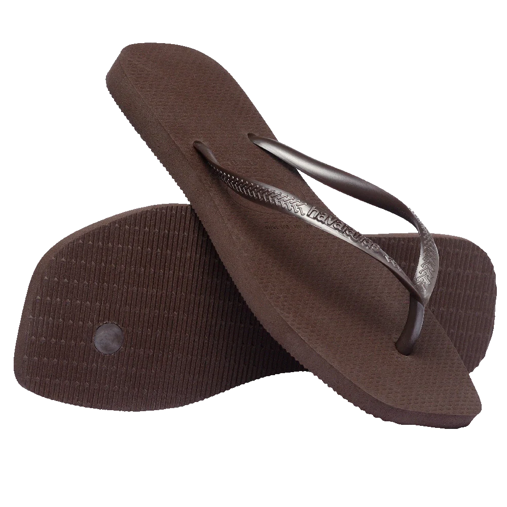 .Havaianas Womens SQUARE Slim Solid BROWN - (SLIM) - F