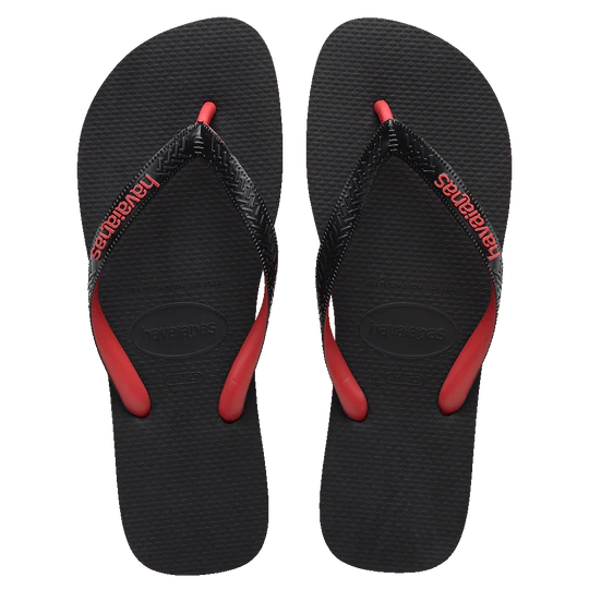 Havaianas Mens Top Rubber Black / Red Logo  - (TOPRubber9710) - HVMELO - F