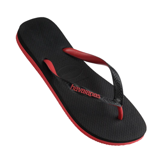 Havaianas Mens Top Rubber Black / Red Logo  - (TOPRubber9710) - HVMELO - F