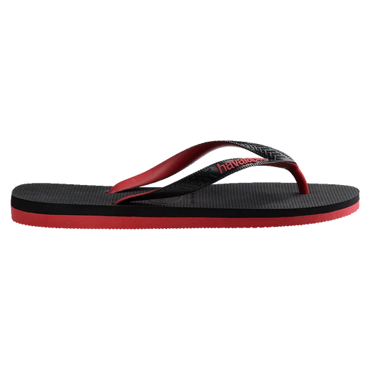 Havaianas Mens Top Rubber Black / Red Logo  - (TOPRubber9710) - HVMELO - F