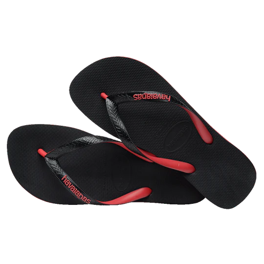 Havaianas Mens Top Rubber Black / Red Logo  - (TOPRubber9710) - HVMELO - F