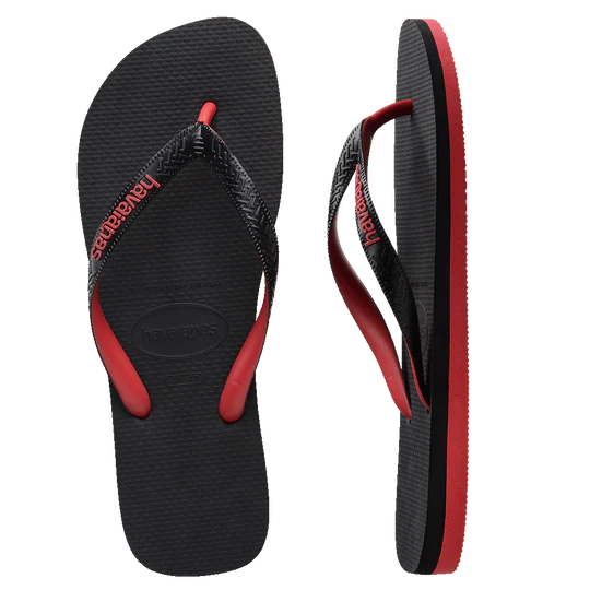 Havaianas Mens Top Rubber Black / Red Logo  - (TOPRubber9710) - HVMELO - F