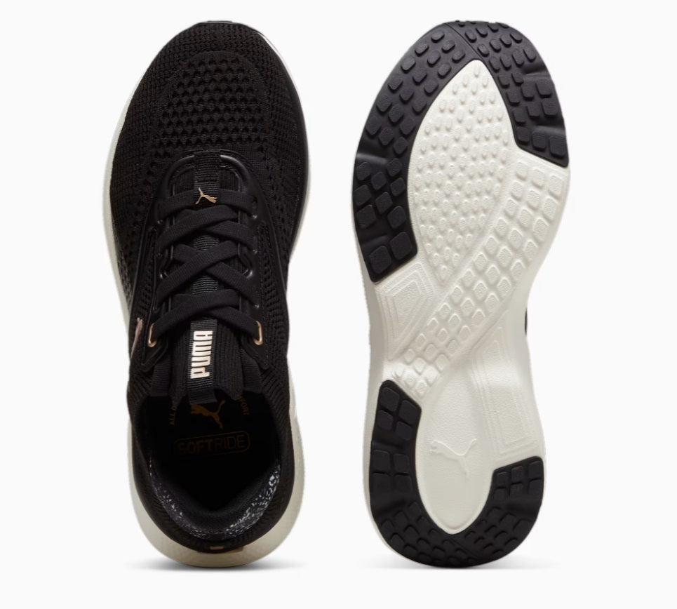 .PUMA Softride Mayve Leopard II Women's Running Shoes - BLACK/GOLD/WHITE -(310162 01) - SAV - R1L3