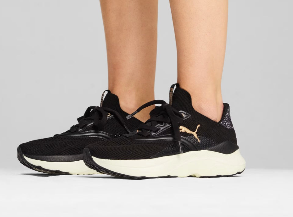 .PUMA Softride Mayve Leopard II Women's Running Shoes - BLACK/GOLD/WHITE -(310162 01) - SAV - R1L3