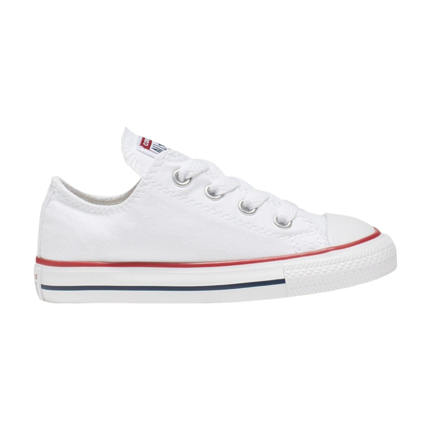 .Converse Chucks Toddler Lo Cut Wht/Red Canvas - (7J256) - WHT LO - R1L1