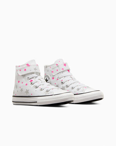 - Converse Chuck Taylor Kids Sparkle Party WH High Top Canvas WHITE/PINK - (A05530) - PW - R1L8