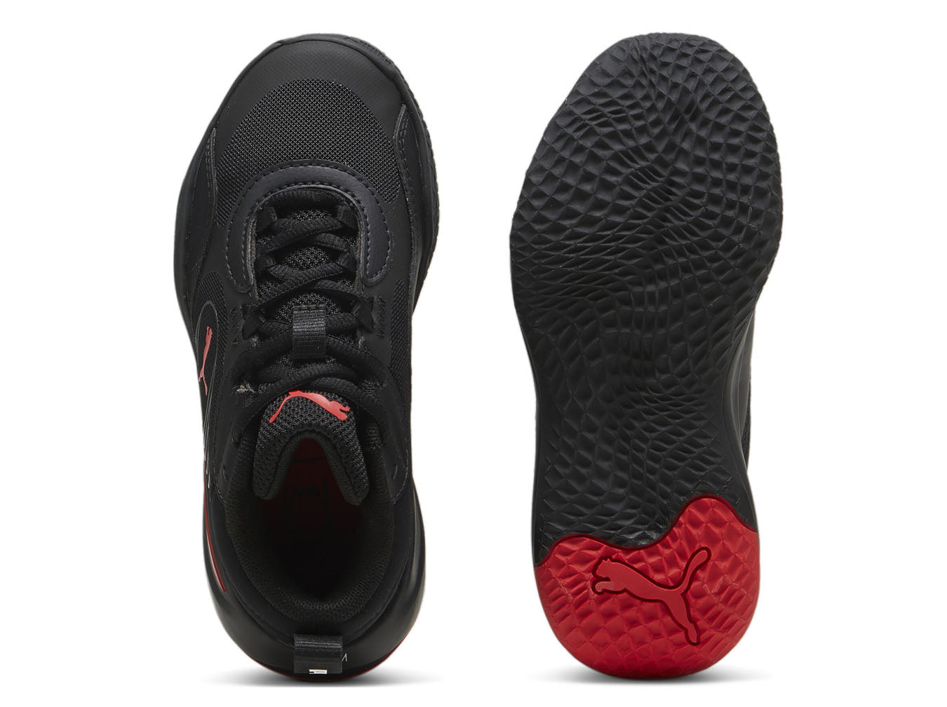 .PUMA PLAYMAKER PRO PS KIDS Basketball Shoes - BLACK/RED - (310371-04) - FAT - R1L10