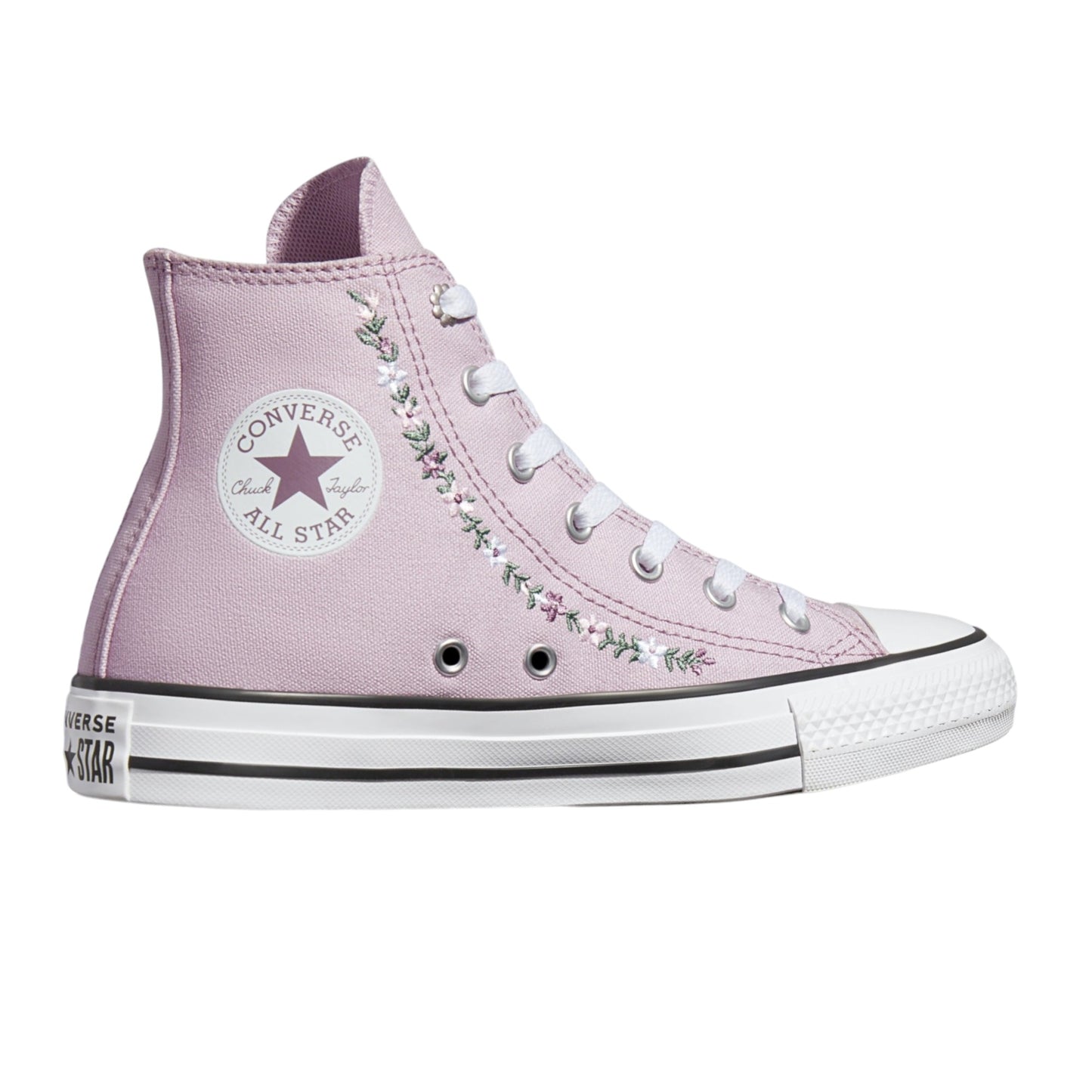 .Chuck Taylor All Star Junior Feline Florals Phantom Violet/Dahlia White Hi Top - (A04719) - FLW - R1L9