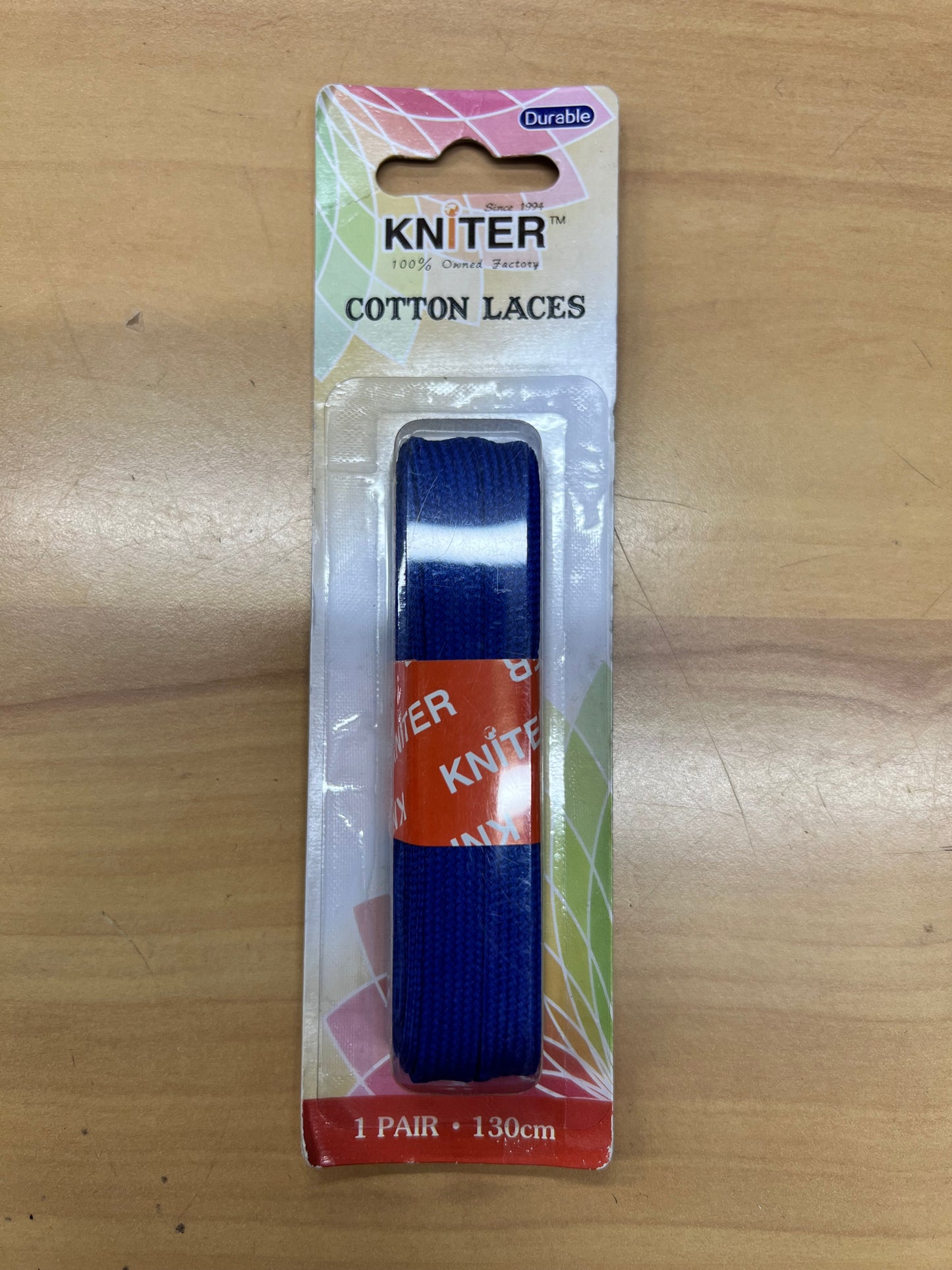 Kniter Brand Durable Cotton Royal Blue Flat Shoe Laces 130 cm (1 Pair) - F