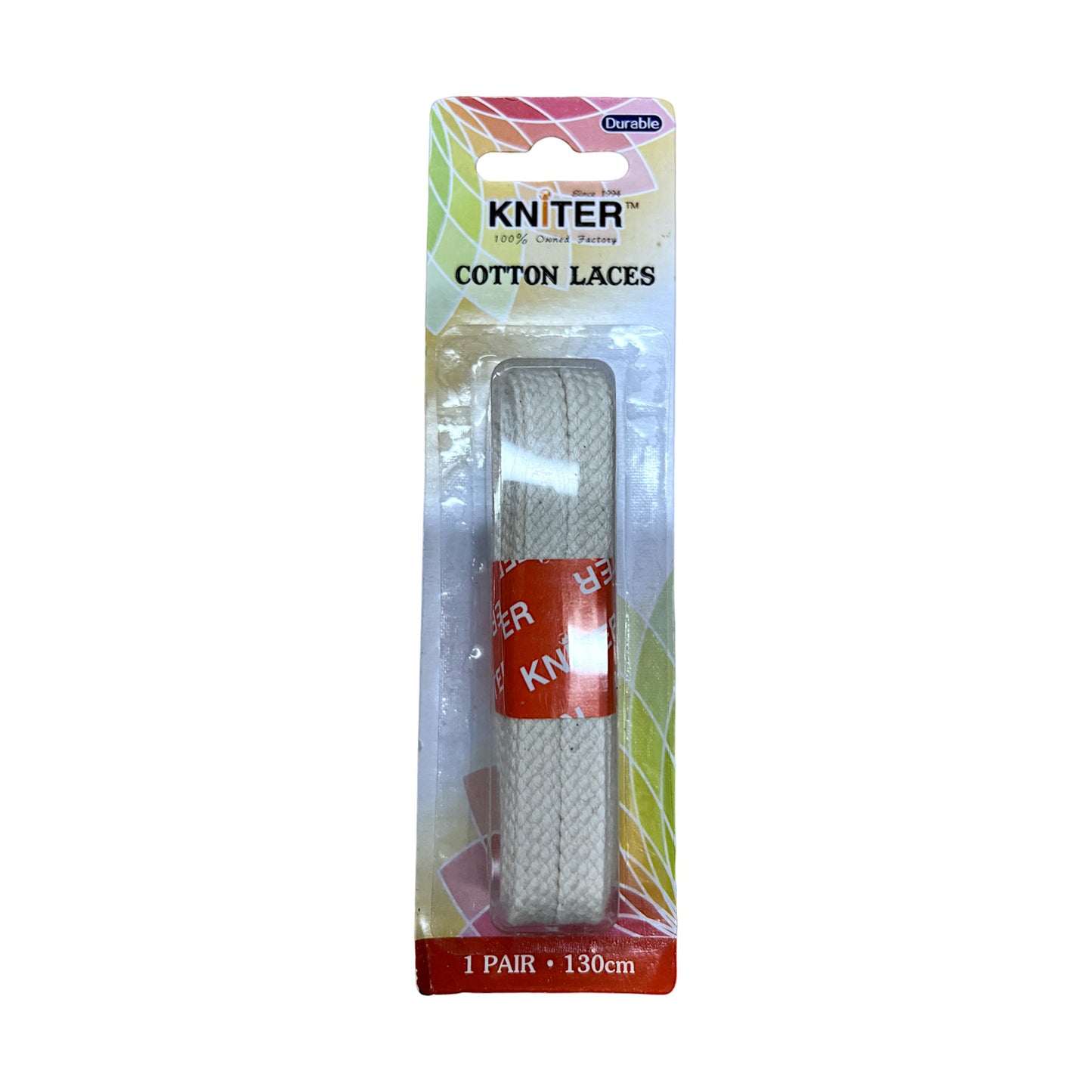 Kniter Brand Durable Cotton Beige Flat Shoe Laces 130 cm (1 Pair) - F