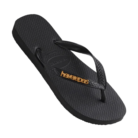 .Havaianas Womens Top Logo Metallic - Black/Gold - (TOPLOGOMETALLIC) - H96 - F
