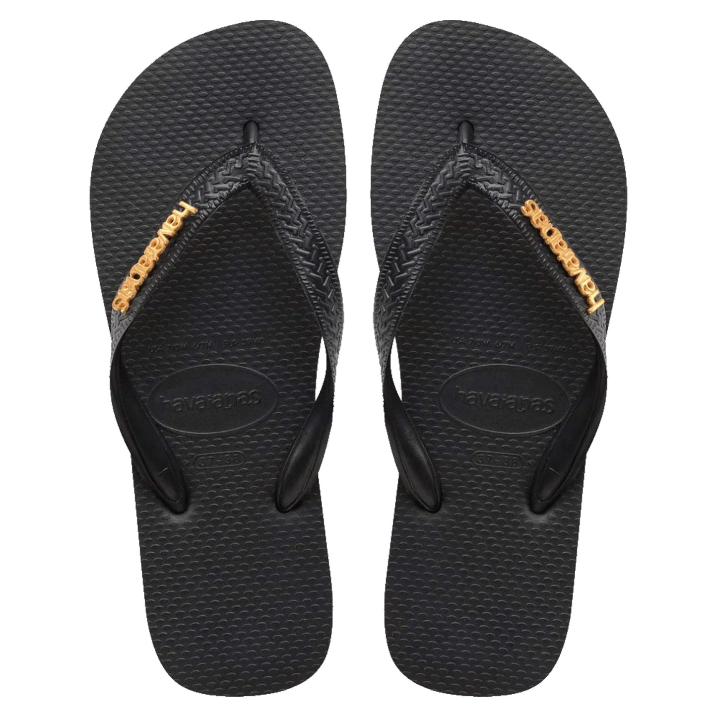 .Havaianas Womens Top Logo Metallic - Black/Gold - (TOPLOGOMETALLIC) - H96 - F