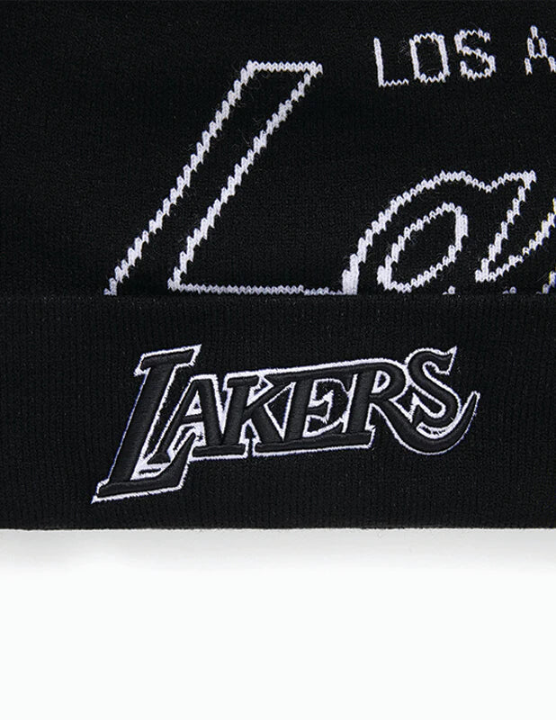 .MITCHELL & NESS LAKERS TEAM POM BEANIE - BLACK - (MNLL21047) - F