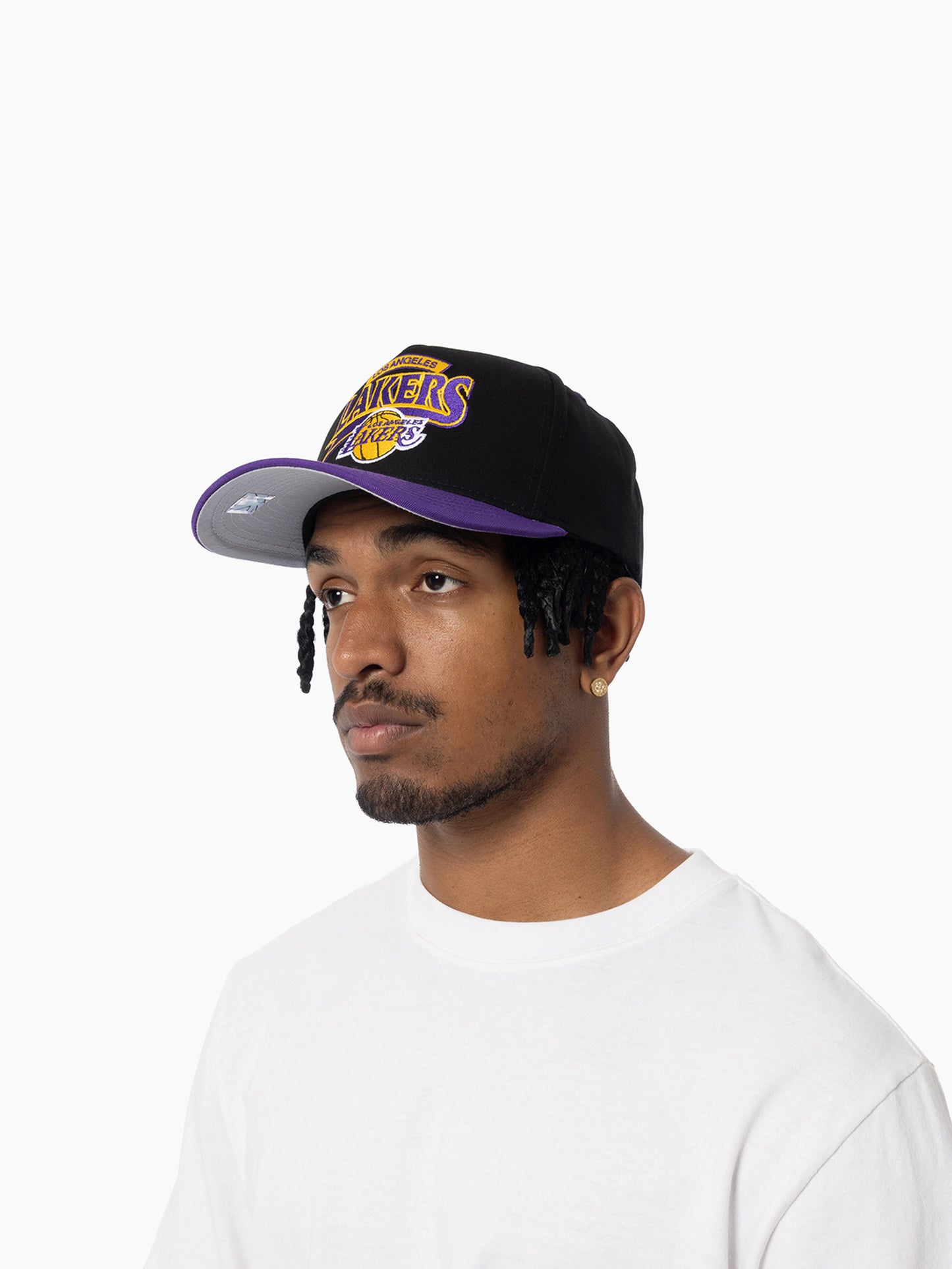 .MITCHELL & NESS LAKERS PRO PINCH FIT SNAPBACK - BLACK/PURPLE - (MNLL24098) - F