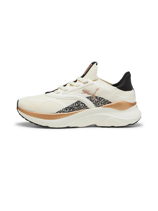 .PUMA SOFTRIDE Mayve Leopard II Women's Running Shoes - WARM WHITE/GOLD/BLACK -(310494 01) - MAV - R1L3