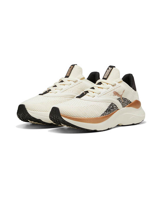 .PUMA SOFTRIDE Mayve Leopard II Women's Running Shoes - WARM WHITE/GOLD/BLACK -(310494 01) - MAV - R1L3
