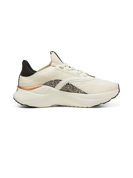 .PUMA SOFTRIDE Mayve Leopard II Women's Running Shoes - WARM WHITE/GOLD/BLACK -(310494 01) - MAV - R1L3