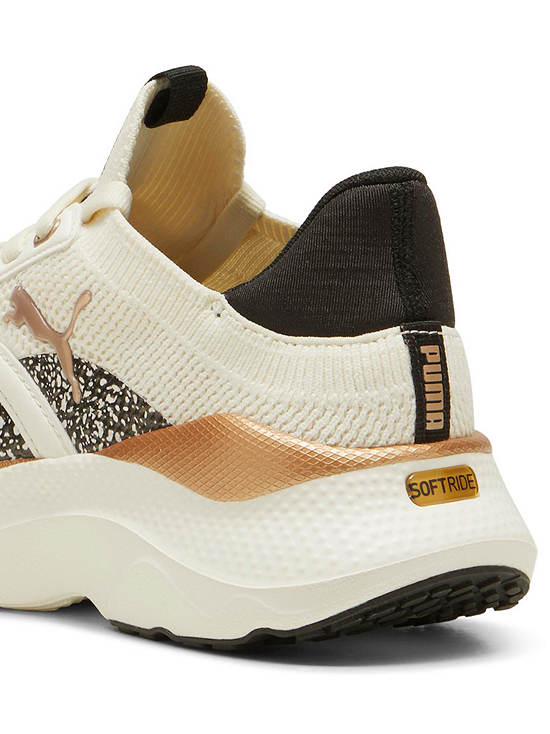 .PUMA SOFTRIDE Mayve Leopard II Women's Running Shoes - WARM WHITE/GOLD/BLACK -(310494 01) - MAV - R1L3