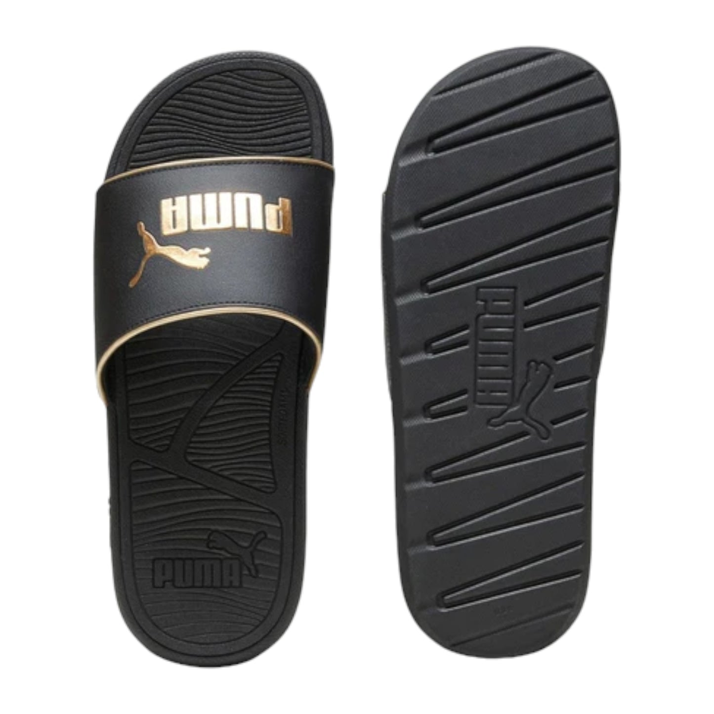 - PUMA COOL CAT 2.0 SANDALS/SLIDES Black and Gold pop up metallic (393970 01) - ZK3 - R2L14
