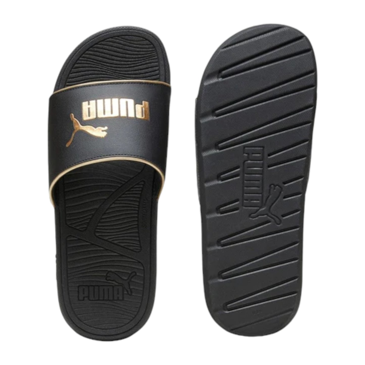 - PUMA COOL CAT 2.0 SANDALS/SLIDES Black and Gold pop up metallic (393970 01) - ZK3 - R2L14?