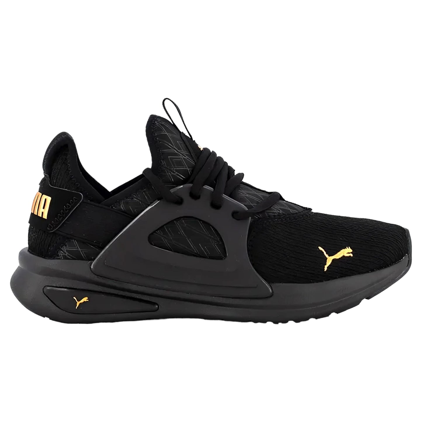 .Puma Womens Softride Enzo Evo Running Shoes - BLACK/GOLD - (377049 01) - NZ - R1L5