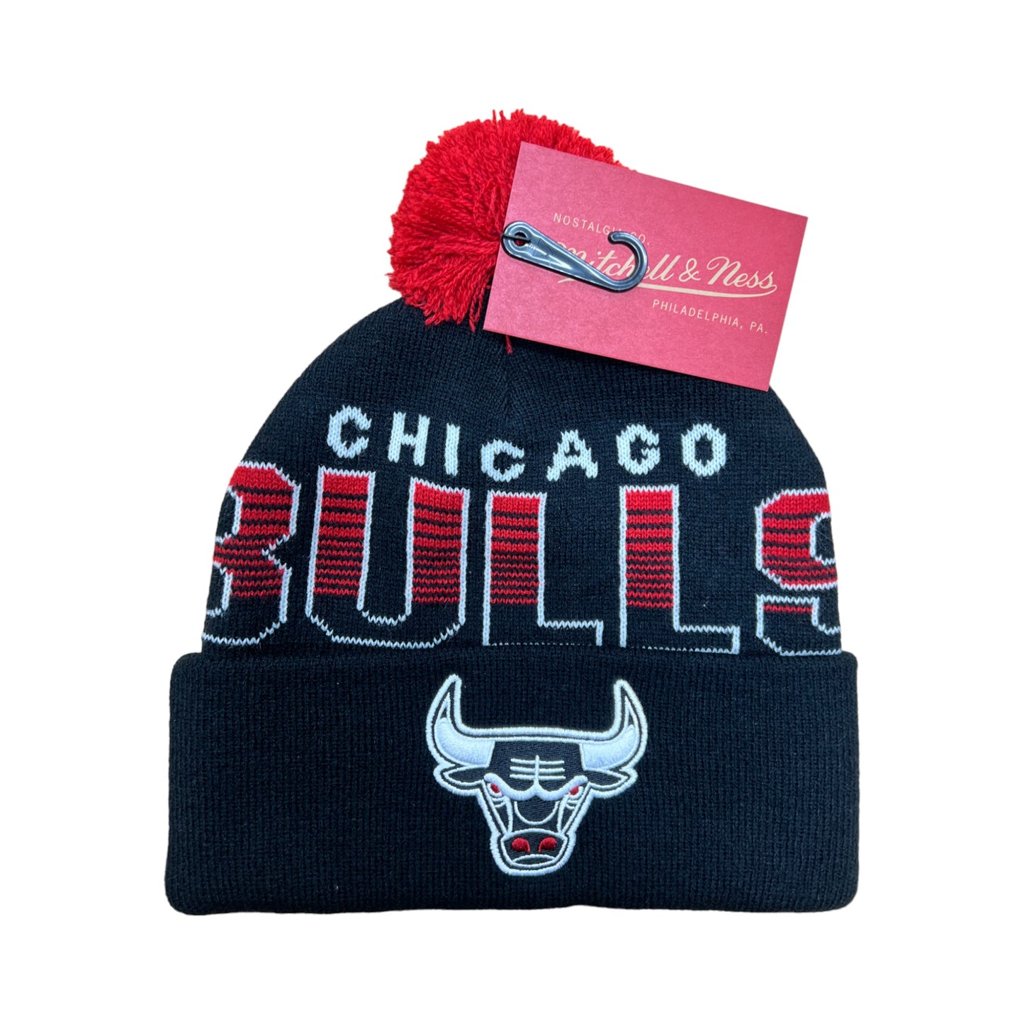 - Mitchell & Ness SCRIPT BURST KNIT BULLS BEANIE Black - (MNCG23069) - F