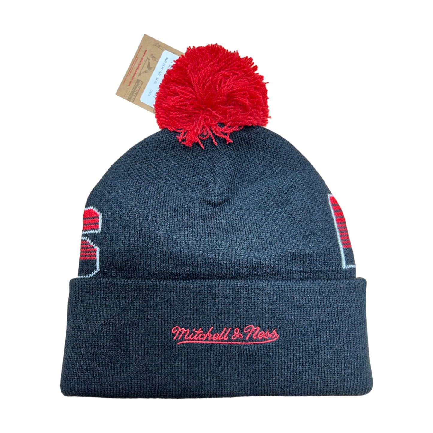 - Mitchell & Ness SCRIPT BURST KNIT BULLS BEANIE Black - (MNCG23069) - F