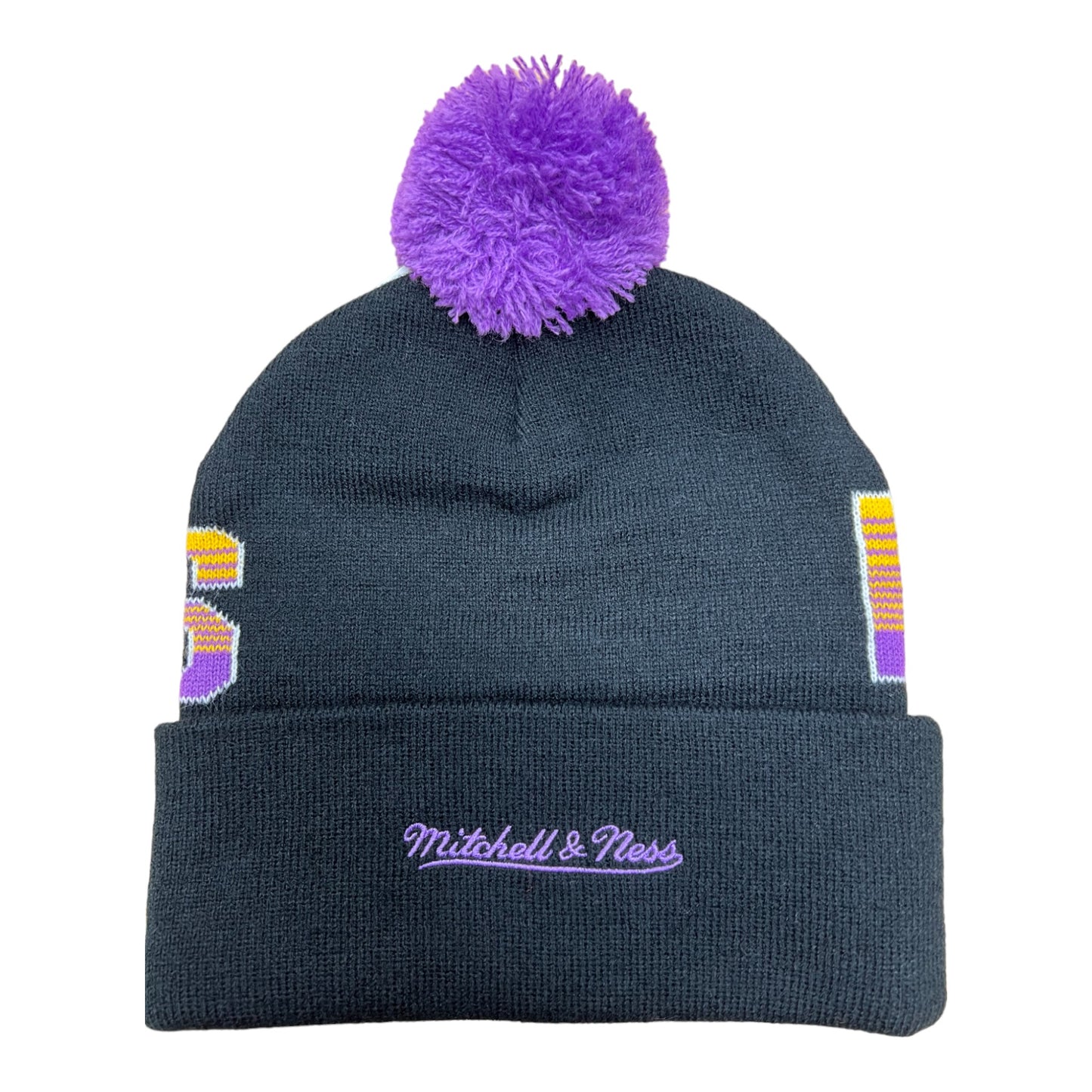 - Mitchell & Ness SCRIPT BURST KNIT LAKERS BEANIE Black - (MNLL23069) - F