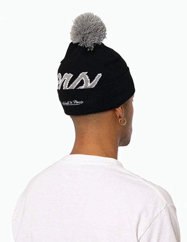 .MITCHELL & NESS RAIDERS TEAM POM BEANIE - BLACK - (MNOR20121) - F