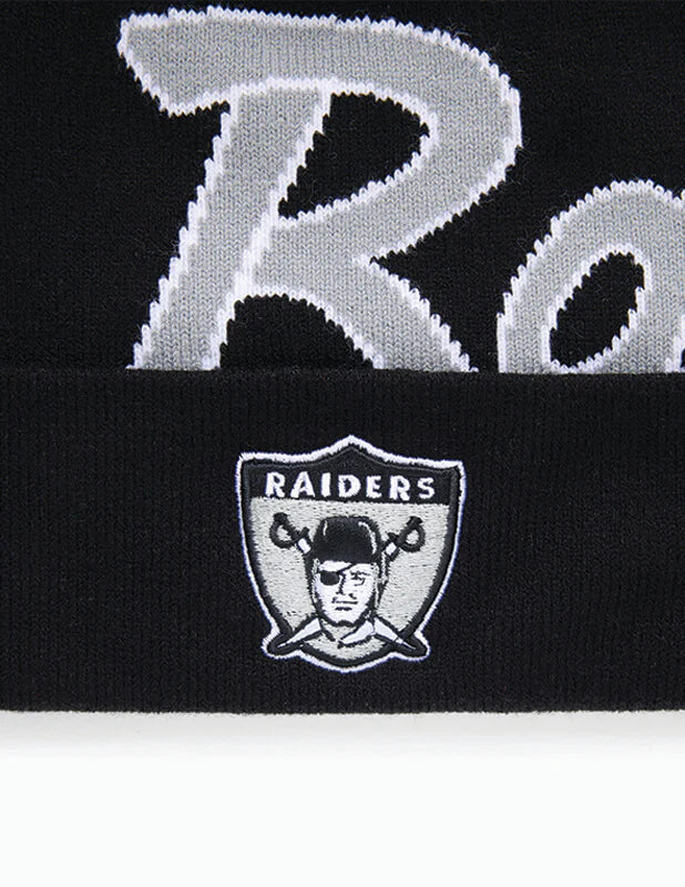 .MITCHELL & NESS RAIDERS TEAM POM BEANIE - BLACK - (MNOR20121) - F