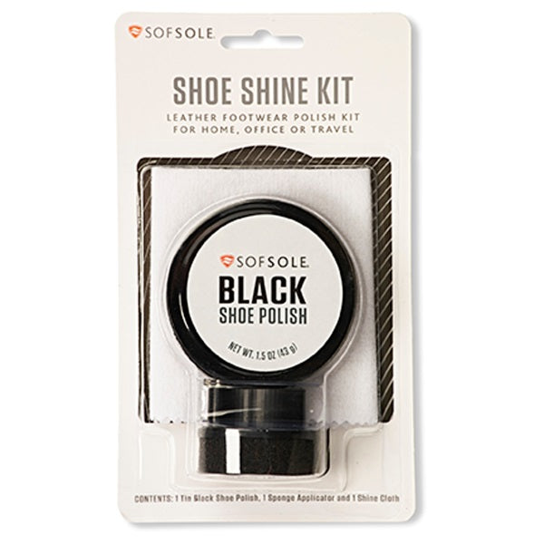 .Sof Sole BLACK Shoe Shine Kit Polish with Sponge Applicator and Shine Cloth 43g - (82329) - F