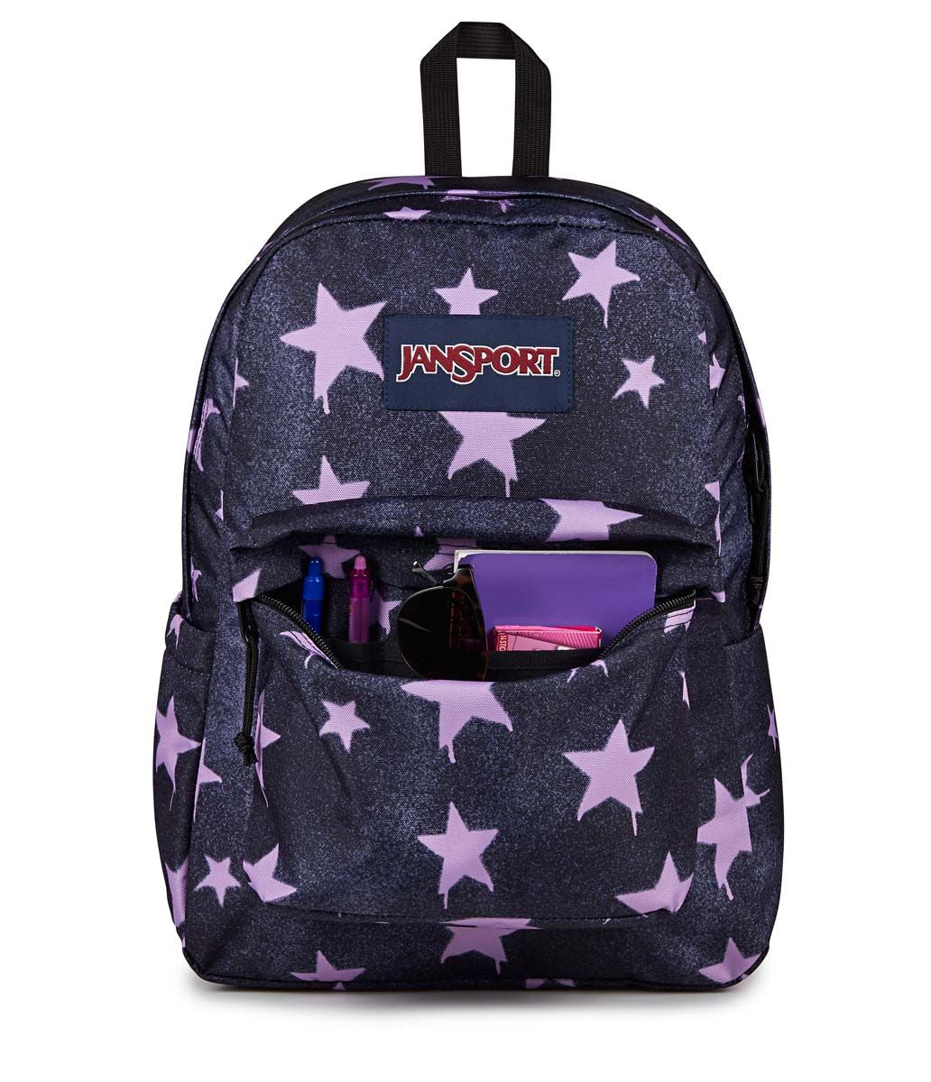 .Jansport Superbreak Plus Sprayed Stars Pastel Lilac Backpack 26L - (JS0A4QUELH6) - F