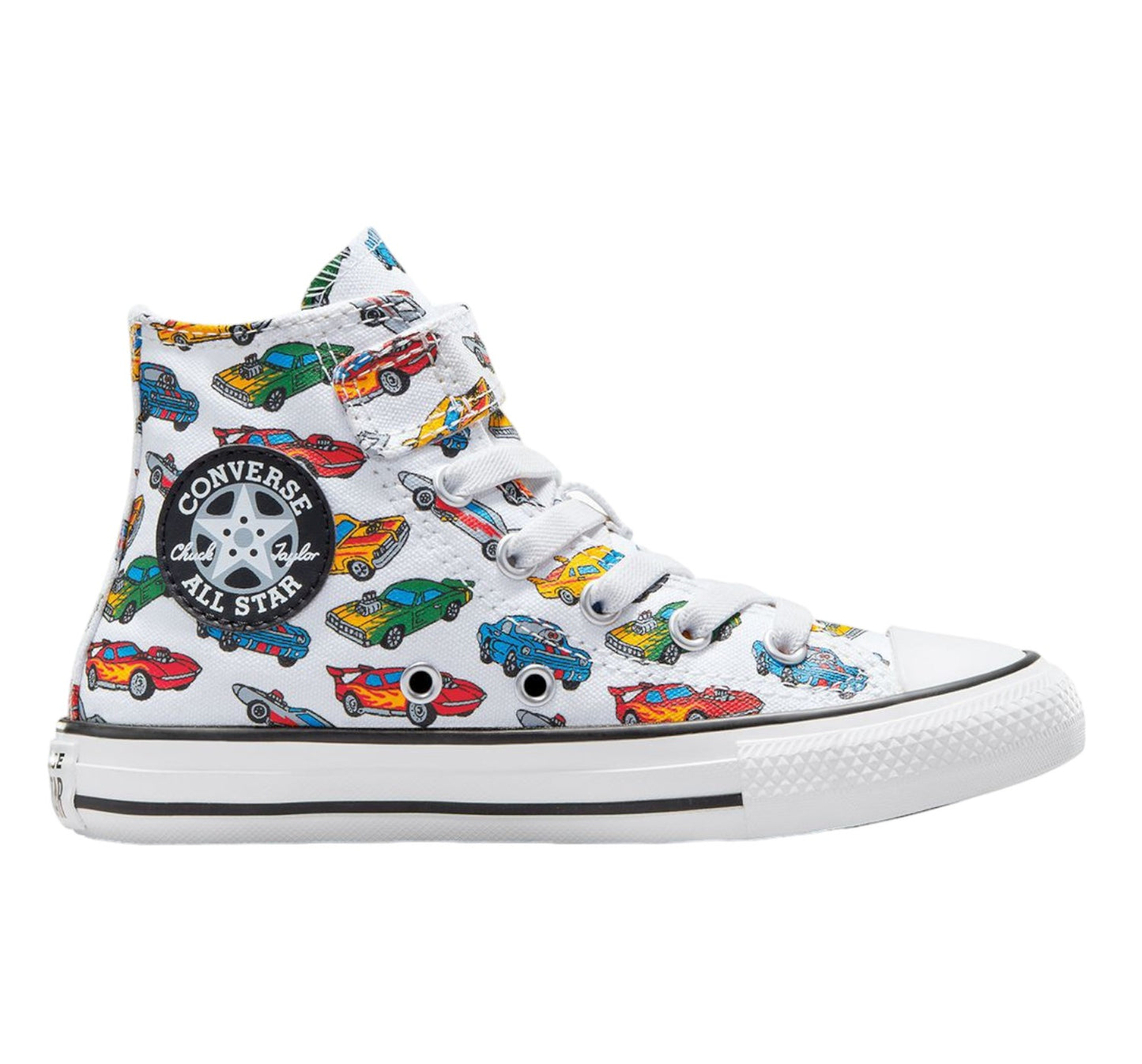 - Converse Kids All Star Cars White/Yellow/Red Hi Top - (A04743) - CRS - R1L1