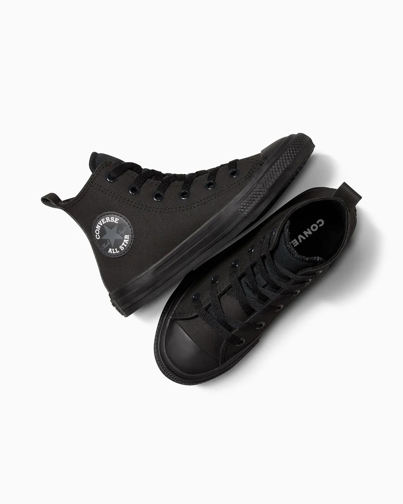 .Converse Everyday Essentials Hi Kids Black Mono Hi Top - (A05383) - BB1 - R1L1