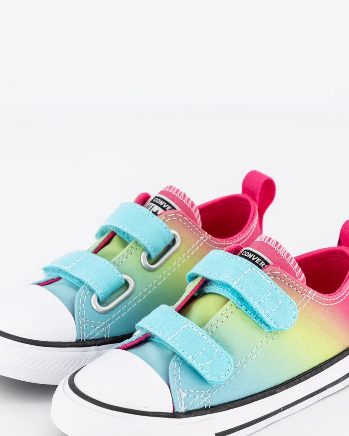 .Converse INFANT CT 2V HYPR BRIGHTS LOW CYN - Cyan/ChaosFuschia/Slime - (A07423) - CYT - R1L1