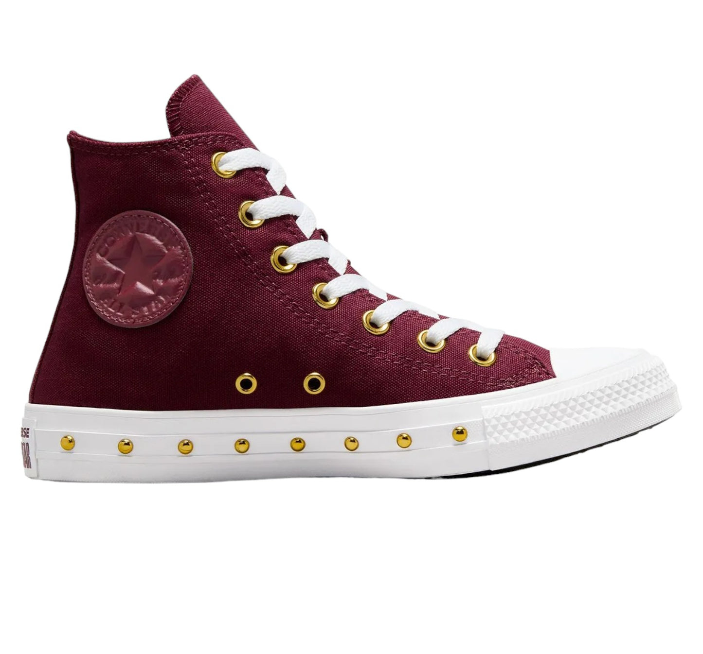 - Converse Chuck Taylor Womens Star Studded Hi - Deep Bordeaux/White/Gold - (A07906) - BDU- R1L7