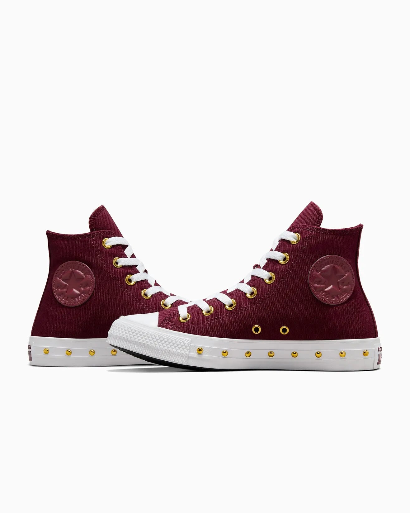 - Converse Chuck Taylor Womens Star Studded Hi - Deep Bordeaux/White/Gold - (A07906) - BDU- R1L7